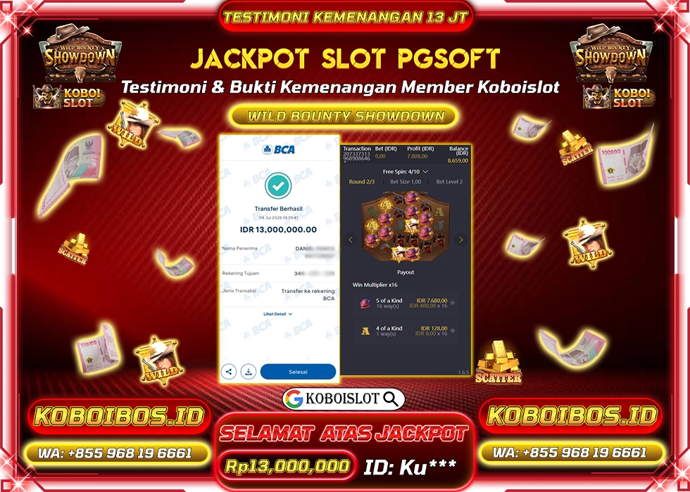 BUKTI KEMENANGAN Ku*** SLOT GACOR WILD BOUNTY SHOWDOWN Rp13.000.000,- LUNAS